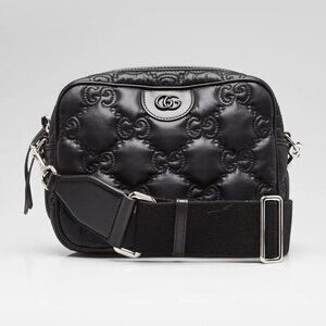 Gucci Black GG Stitched Nylon Matelassè Small Crossbody Bag